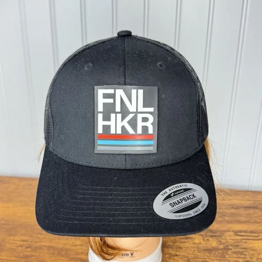 FNL HKR Patch Snapback Mesh Back Trucker Hat Black One Size Yupoong
